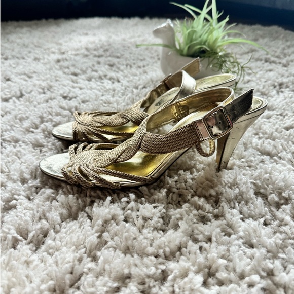 Michael Shannon women’s fancy evening gold open toe going out high heel … - Picture 2 of 4